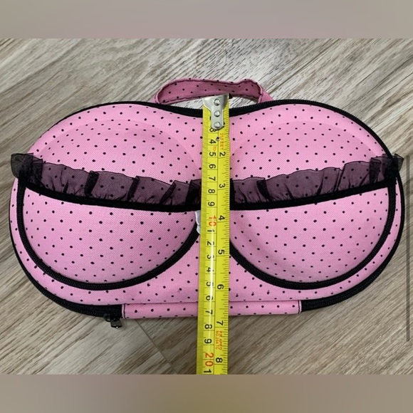 Bustier/Bra Case - Pink/Black Polka Dot. Also a cute storage/makeup bag! - Picture 4 of 5